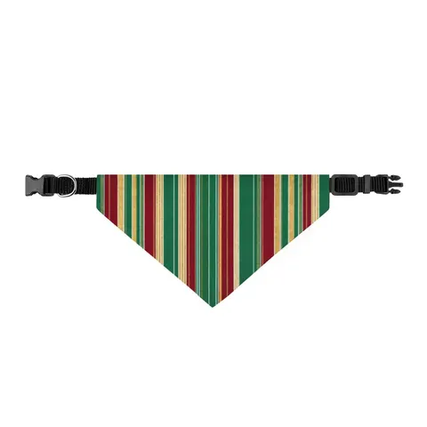 Holiday Gift Wrap Stripes Clip-on Pet Bandana — front view