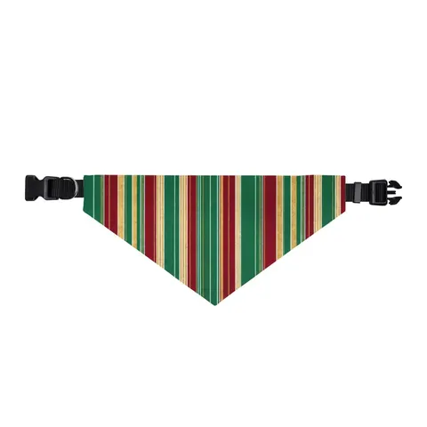 Holiday Gift Wrap Stripes Clip-on Pet Bandana — front view
