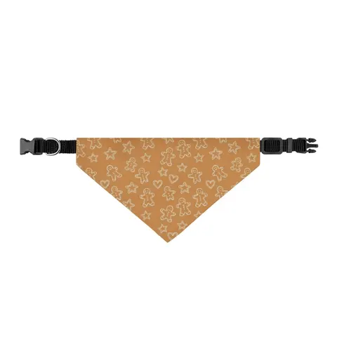 Holiday Gingerbread Cookie Pattern Clip-on Pet Bandana — front view