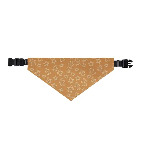 Holiday Gingerbread Cookie Pattern Clip-on Pet Bandana — front view