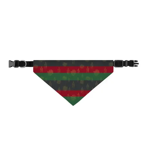 Holiday Kwanzaa Karamu Colors Clip-on Pet Bandana — front view