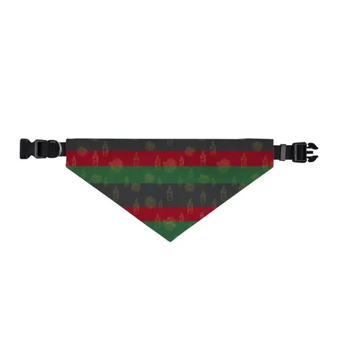 Holiday Kwanzaa Karamu Colors Clip-on Pet Bandana — front view