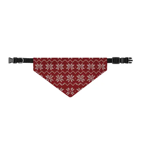Holiday Red & White Knit Clip-on Pet Bandana — front view