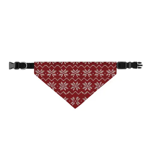 Holiday Red & White Knit Clip-on Pet Bandana — front view