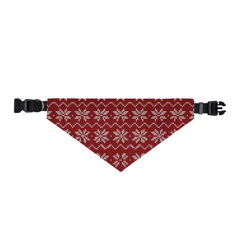 Holiday Red & White Knit Clip-on Pet Bandana — front view