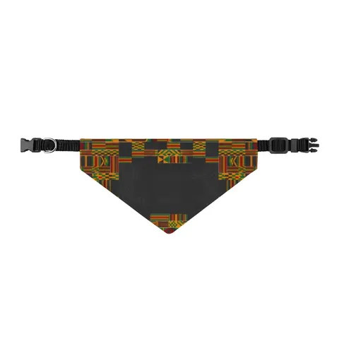 Holiday Kwanzaa Kente Border Clip-on Pet Bandana — front view