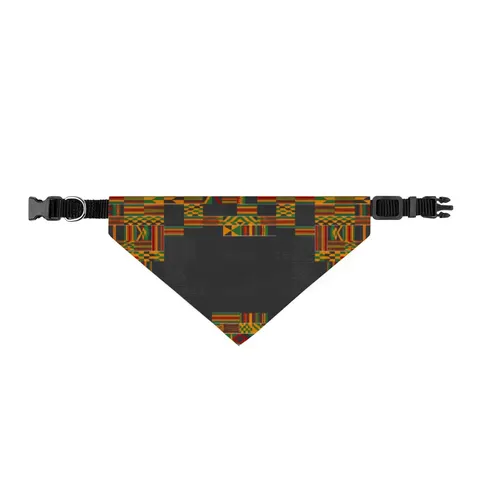 Holiday Kwanzaa Kente Border Clip-on Pet Bandana — front view