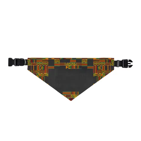 Holiday Kwanzaa Kente Border Clip-on Pet Bandana — front view