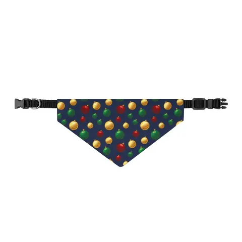 Holiday Glass Ornament Scatter Clip-on Pet Bandana — front view