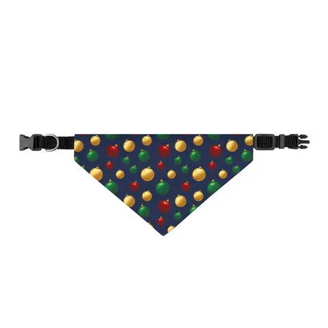 Holiday Glass Ornament Scatter Clip-on Pet Bandana — front view