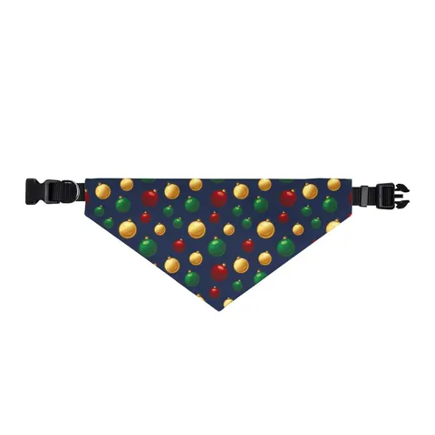 Holiday Glass Ornament Scatter Clip-on Pet Bandana — front view