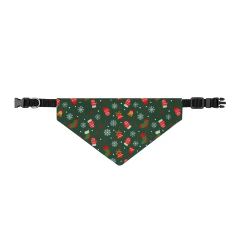 Holiday Ugly Sweater Icons Clip-on Pet Bandana — front view