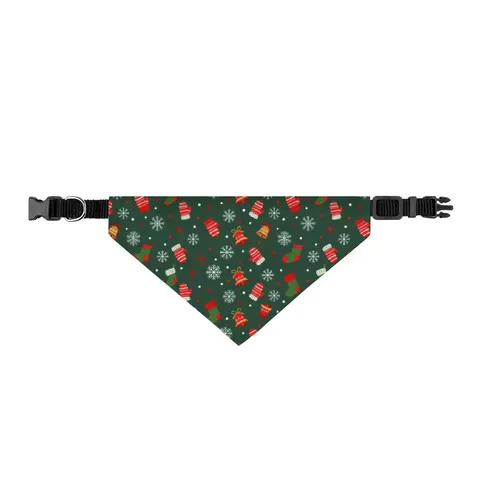 Holiday Ugly Sweater Icons Clip-on Pet Bandana — front view