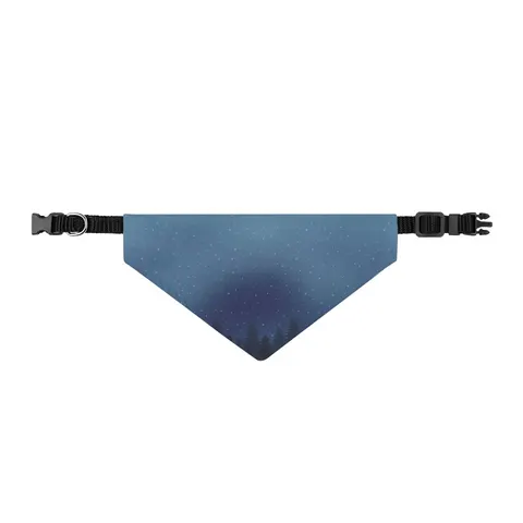 Winter Pine Tree Silhouettes Clip-on Pet Bandana — front view