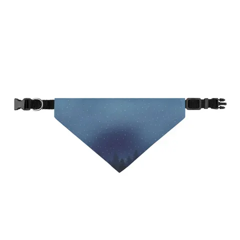Winter Pine Tree Silhouettes Clip-on Pet Bandana — front view