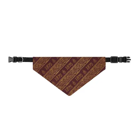 Huston-Tillotson 1875 Maroon & Gold Clip-on Pet Bandana — front view