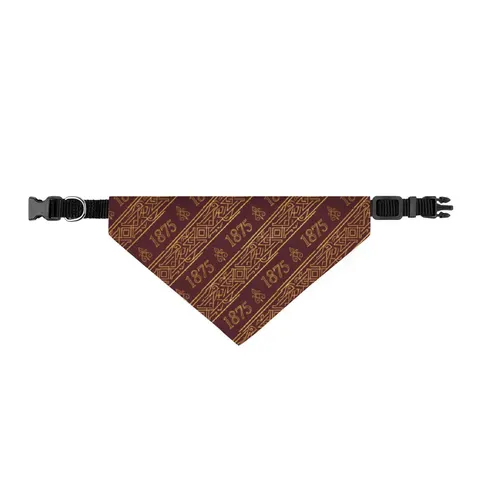 Huston-Tillotson 1875 Maroon & Gold Clip-on Pet Bandana — front view