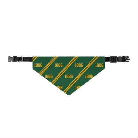 Kentucky State 1886 Green & Gold Clip-on Pet Bandana — front view