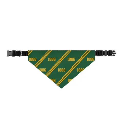 Kentucky State 1886 Green & Gold Clip-on Pet Bandana — front view