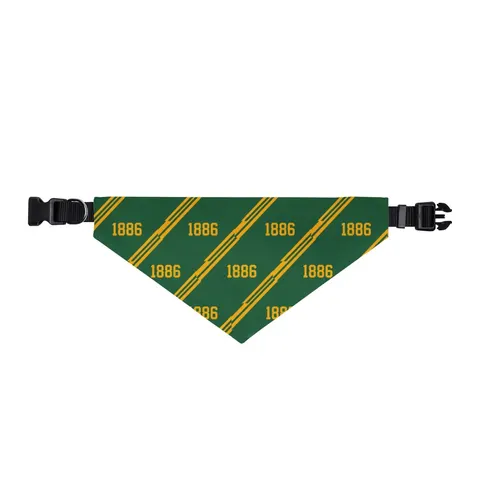 Kentucky State 1886 Green & Gold Clip-on Pet Bandana — front view