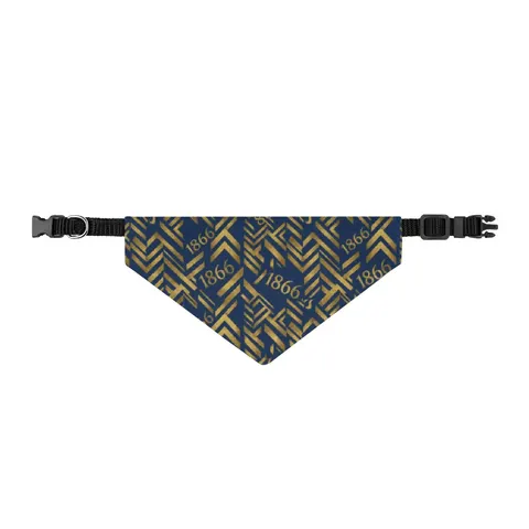 Lincoln (MO) 1866 Blue & Gold Clip-on Pet Bandana — front view