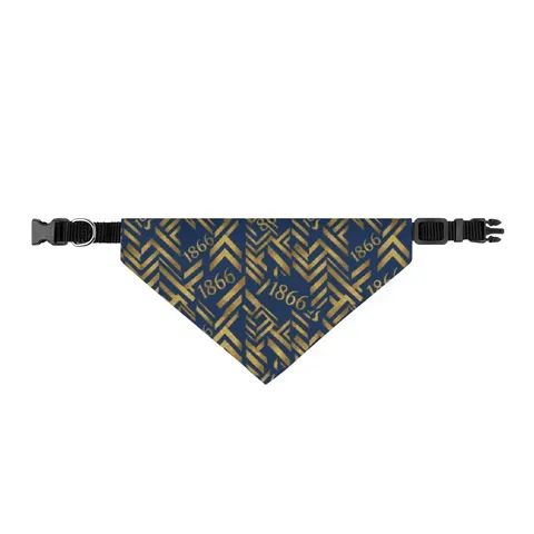 Lincoln (MO) 1866 Blue & Gold Clip-on Pet Bandana — front view