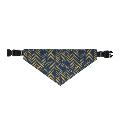 Lincoln (MO) 1866 Blue & Gold Clip-on Pet Bandana — front view
