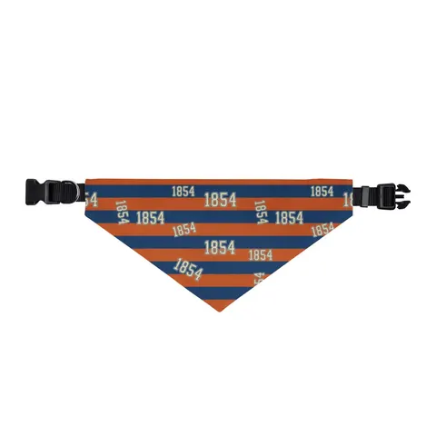 Lincoln (PA) 1854 Blue & Orange Clip-on Pet Bandana — front view
