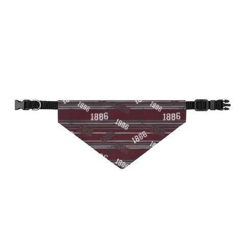 UMES 1886 Maroon & Grey Clip-on Pet Bandana — front view