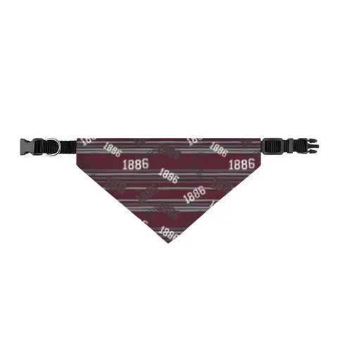 UMES 1886 Maroon & Grey Clip-on Pet Bandana — front view