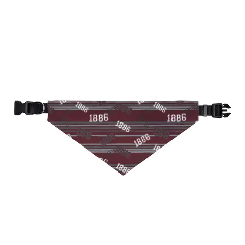 UMES 1886 Maroon & Grey Clip-on Pet Bandana — front view
