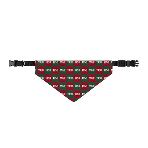 Mississippi Valley State 1950 Green & Red Clip-on Pet Bandana — front view