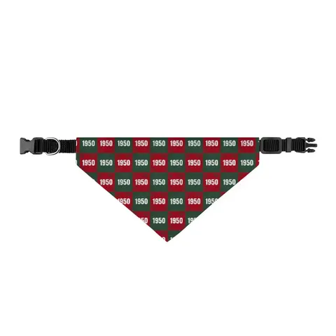 Mississippi Valley State 1950 Green & Red Clip-on Pet Bandana — front view