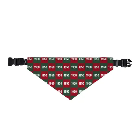 Mississippi Valley State 1950 Green & Red Clip-on Pet Bandana — front view
