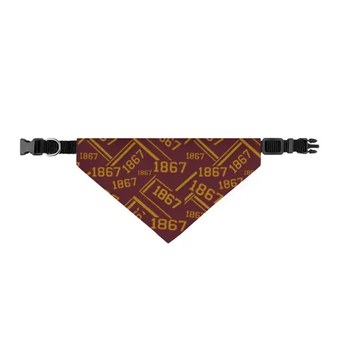 Morehouse 1867 Maroon & Gold Classic Clip-on Pet Bandana — front view