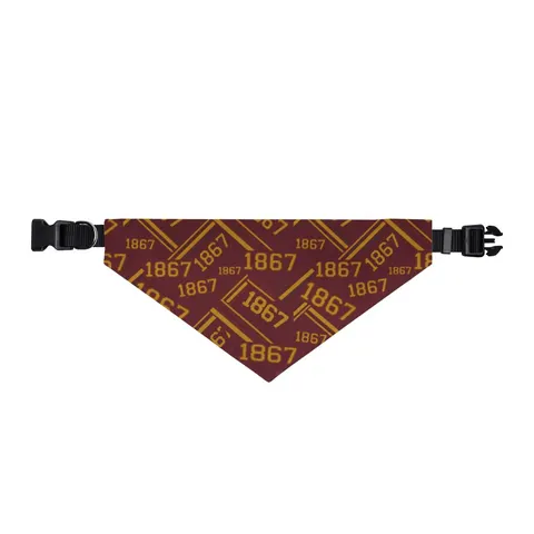 Morehouse 1867 Maroon & Gold Classic Clip-on Pet Bandana — front view