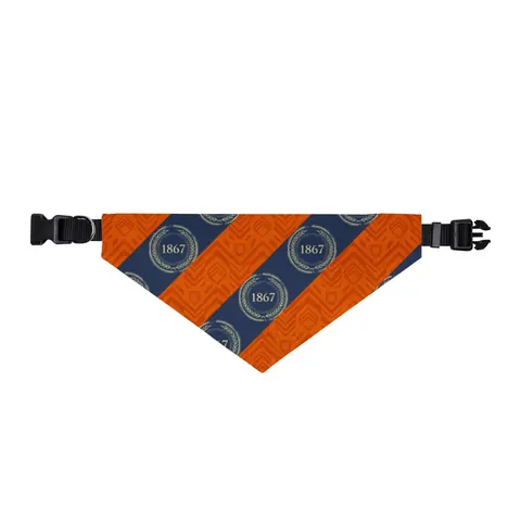 Morgan State 1867 Orange & Royal Clip-on Pet Bandana — front view
