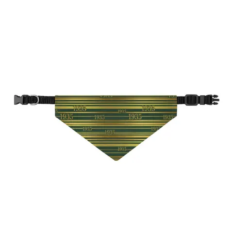 Norfolk State 1935 Green & Gold Clip-on Pet Bandana — front view