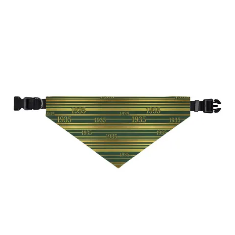 Norfolk State 1935 Green & Gold Clip-on Pet Bandana — front view