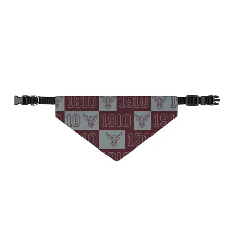 NC Central 1910 Maroon & Grey Clip-on Pet Bandana — front view