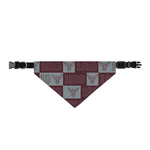 NC Central 1910 Maroon & Grey Clip-on Pet Bandana — front view