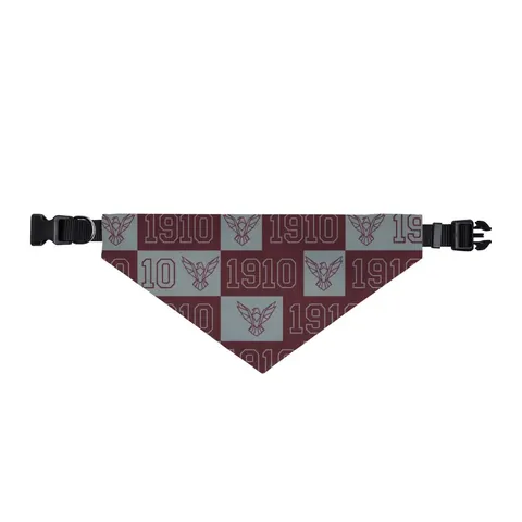 NC Central 1910 Maroon & Grey Clip-on Pet Bandana — front view