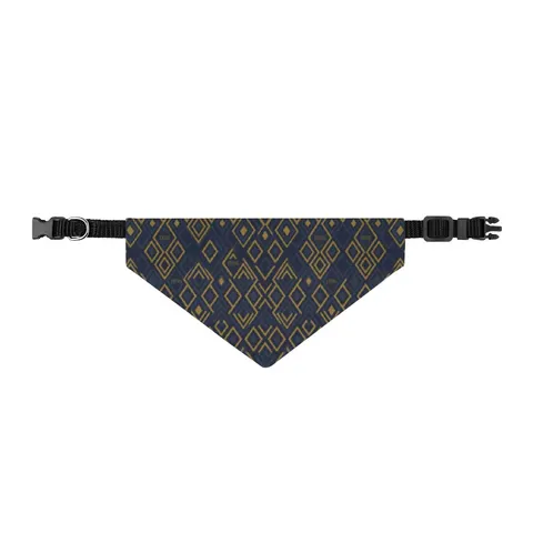 Oakwood 1896 Blue & Gold Clip-on Pet Bandana — front view