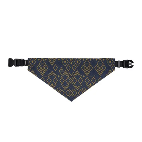 Oakwood 1896 Blue & Gold Clip-on Pet Bandana — front view