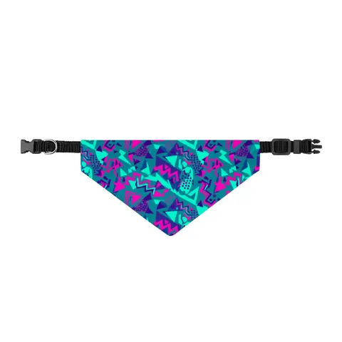 90s Memphis Pattern Clip-on Pet Bandana — front view