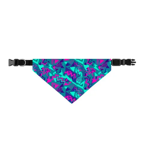90s Memphis Pattern Clip-on Pet Bandana — front view