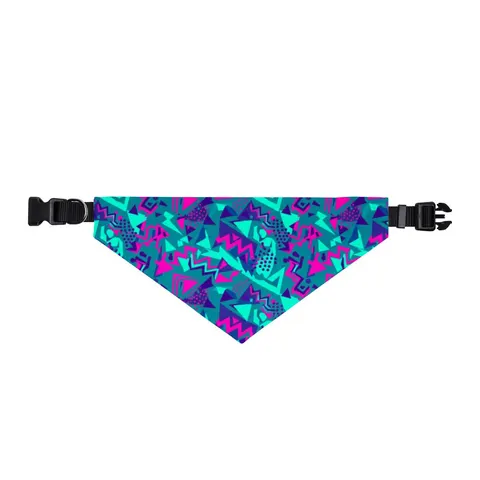 90s Memphis Pattern Clip-on Pet Bandana — front view