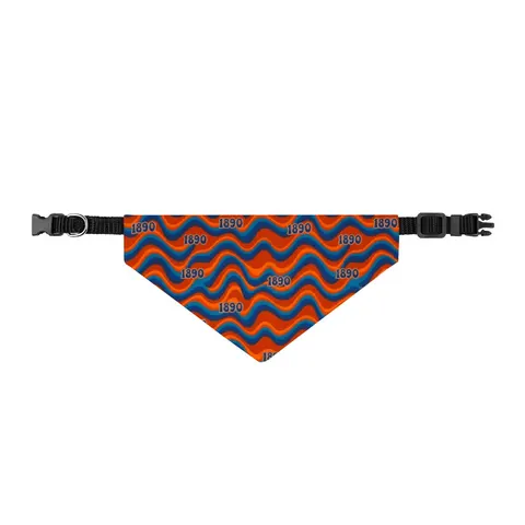 Savannah State 1890 Orange & Blue Clip-on Pet Bandana — front view