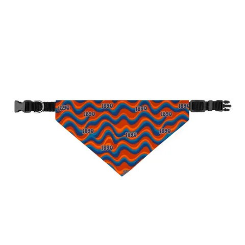 Savannah State 1890 Orange & Blue Clip-on Pet Bandana — front view