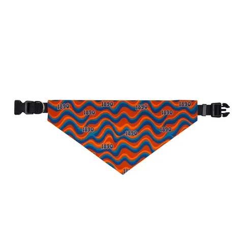 Savannah State 1890 Orange & Blue Clip-on Pet Bandana — front view